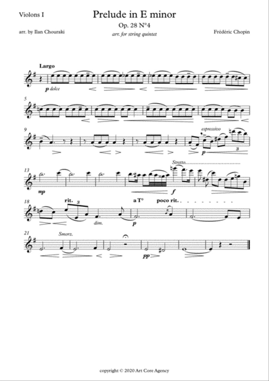 Prelude in E minor Op.28 n°4 for String Orchestra (Quintet) String Orchestra scores gallery preview page 3