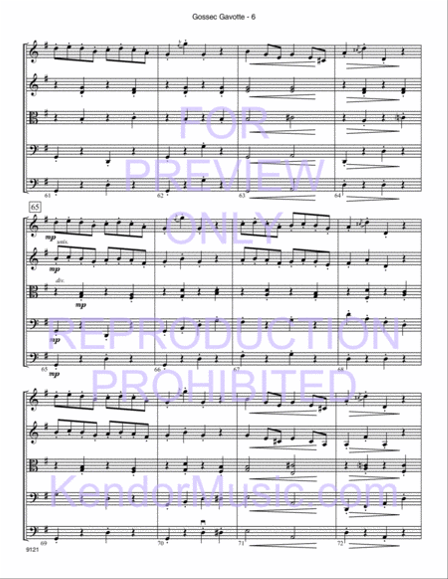 Gossec Gavotte String Orchestra scores gallery preview page 7
