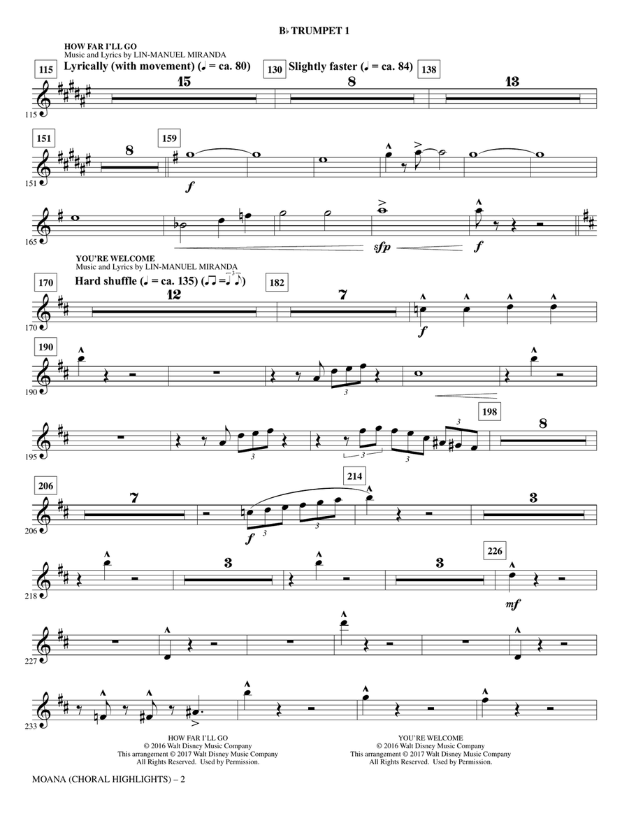 Moana - Bb Trumpet 1 Choir scores gallery preview page 2