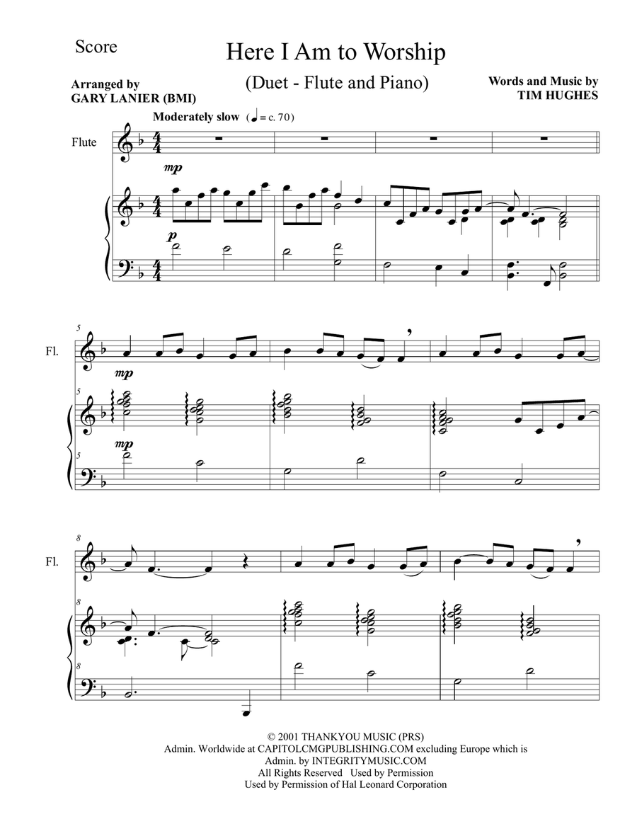 Here I Am To Worship Here I Am To Worship Flute Solo scores gallery preview page 1