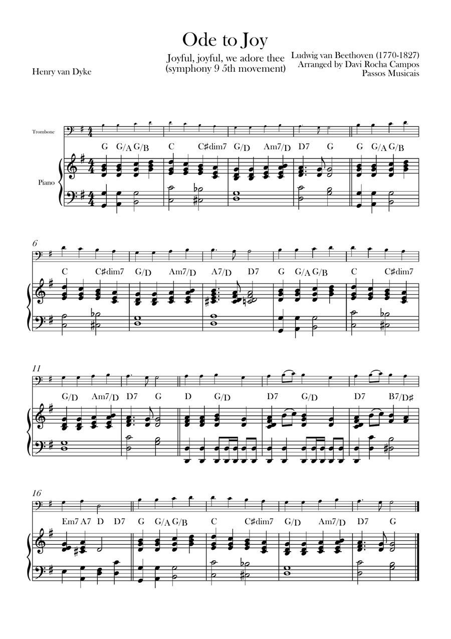 Ode To joy (Symphony 9 5th movement) Piano scores gallery preview page 1