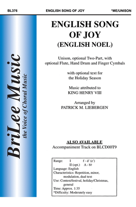 Book cover for English Song of Joy (English Noel)