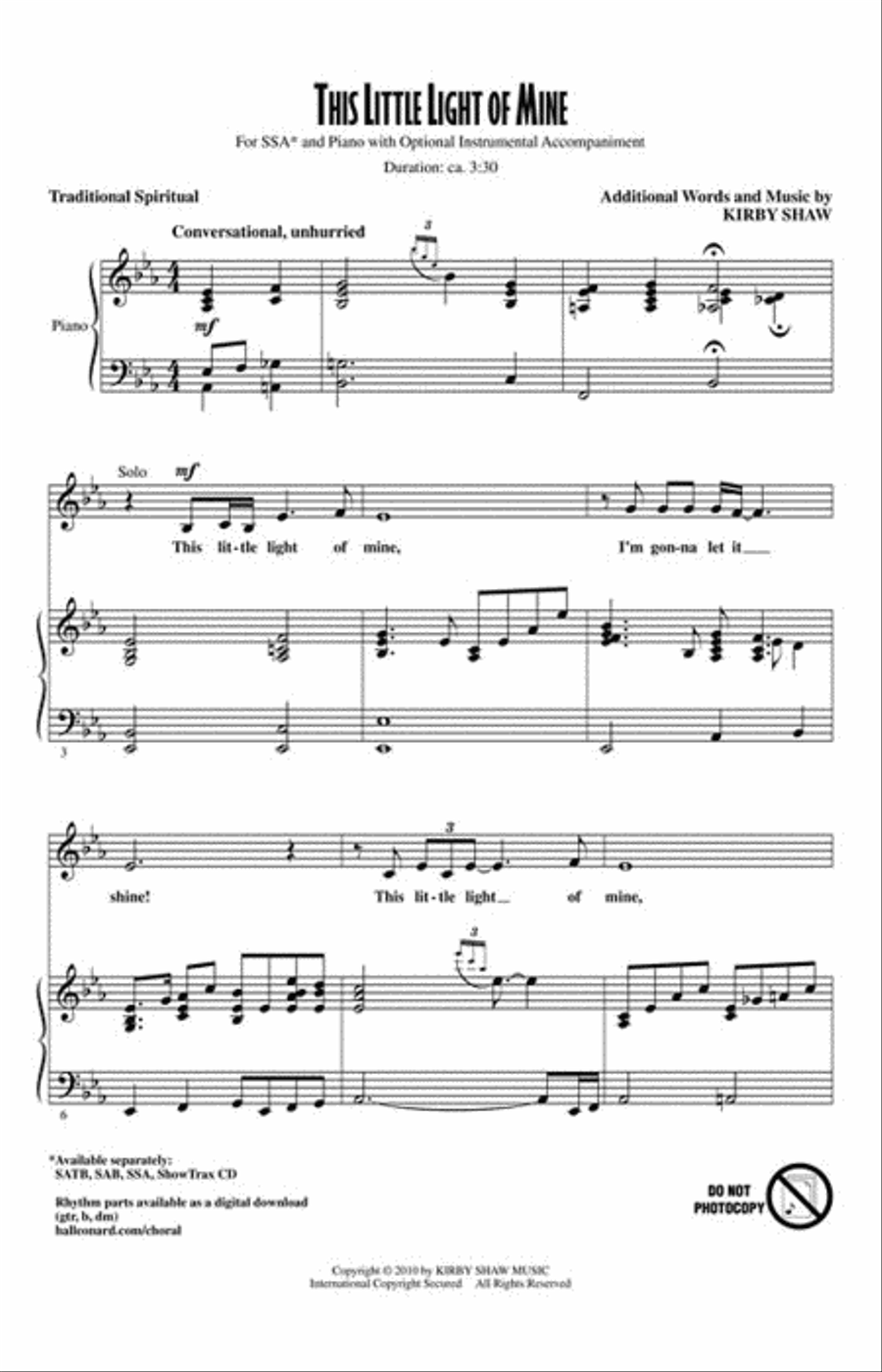 This Little Light of Mine SSA scores gallery preview page 2