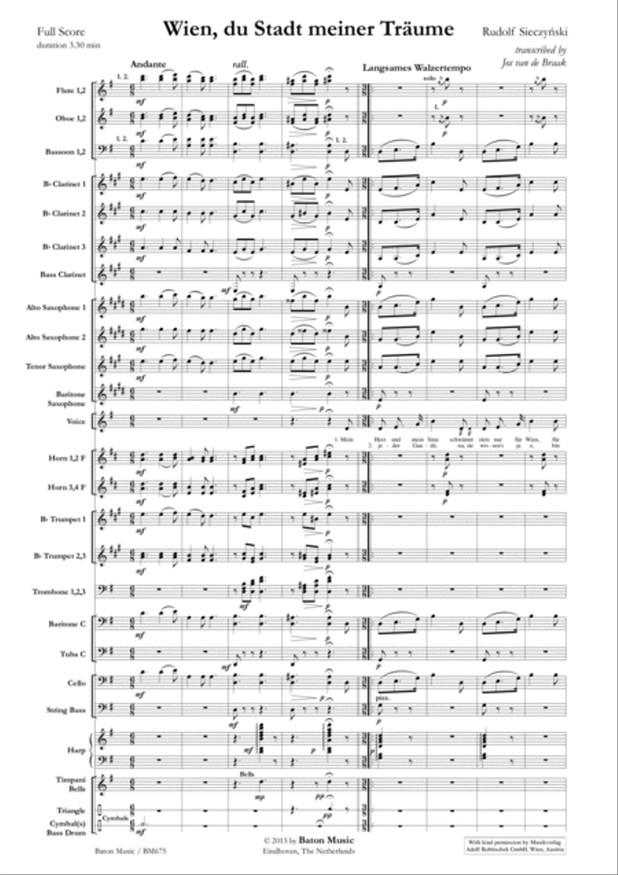 Wien, du Stadt meiner träume Concert Band scores gallery preview page 2