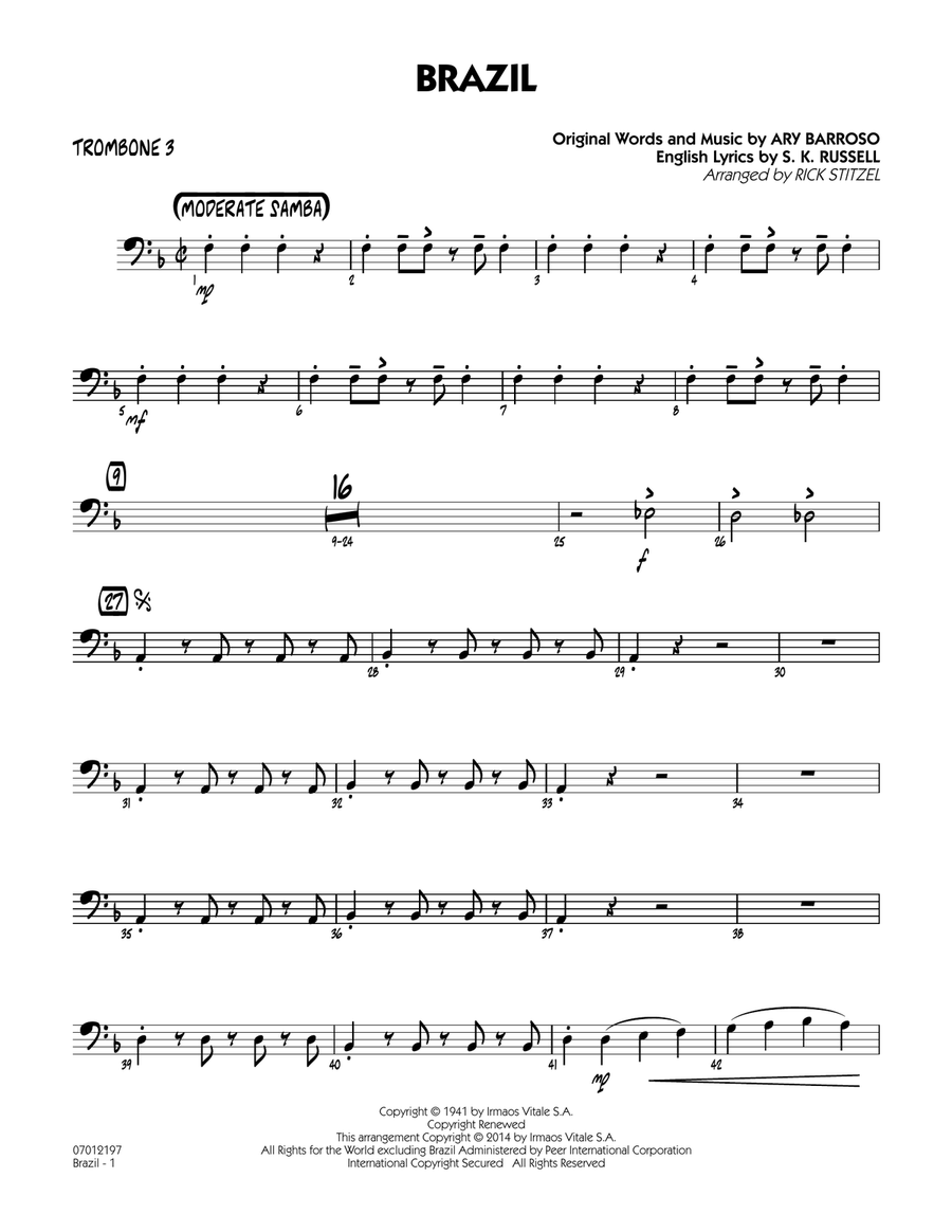Brazil - Trombone 3 Jazz Ensemble scores gallery preview page 1