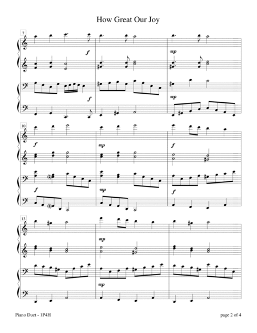 How Great Our Joy (Intermediate Piano Duet; 1 Piano, 4 Hands) 1 Piano, 4-Hands scores gallery preview page 5