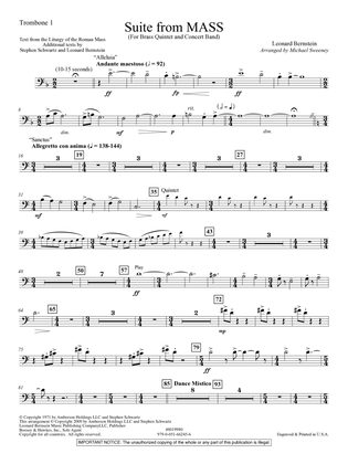 Suite from Mass (arr. Michael Sweeney) - Trombone 1