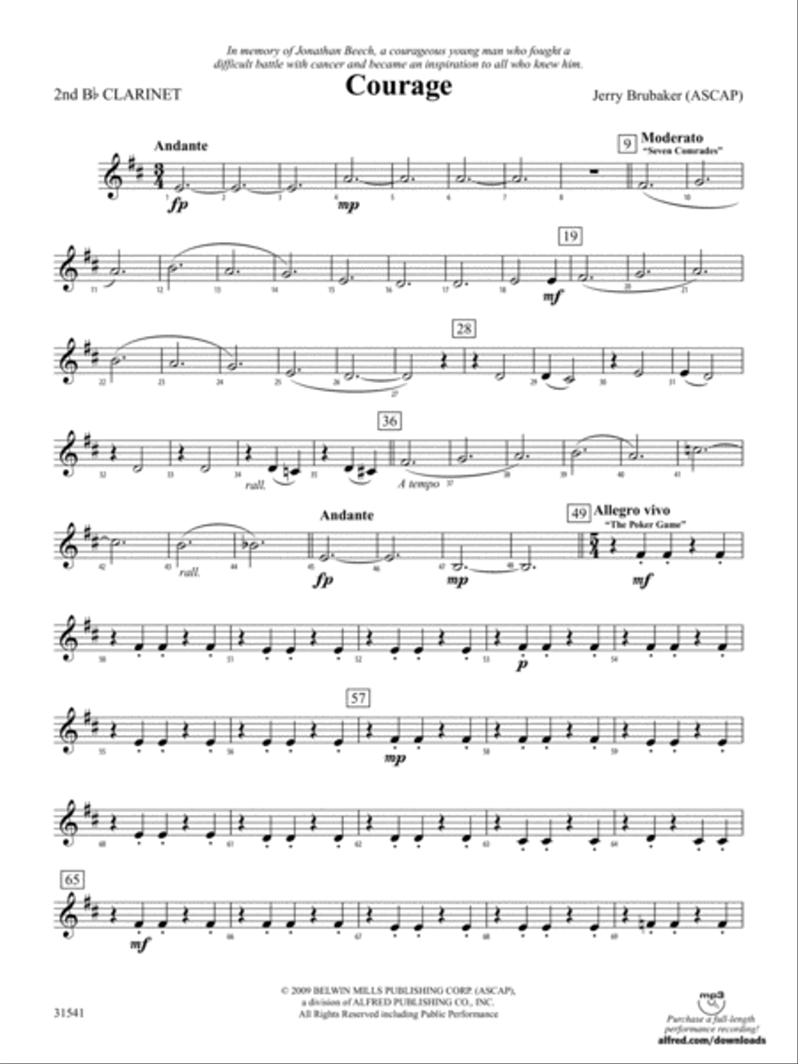 Courage: 2nd B-flat Clarinet Full Orchestra scores gallery preview page 1