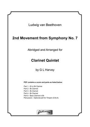 Book cover for 2nd Movement from Beethoven Symphony No.7 for Clarinet Quintet