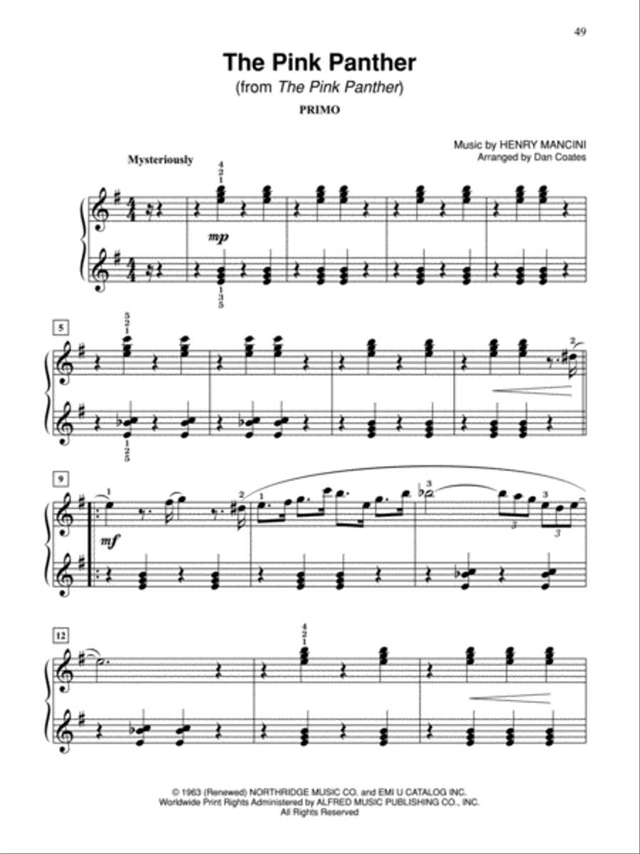 Dan Coates Popular Piano Library -- Duets from the Movies Small Ensemble scores gallery preview page 6