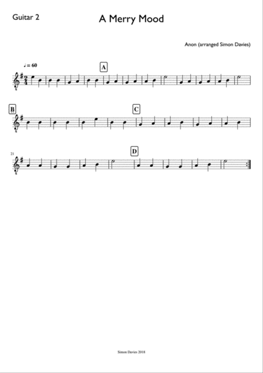 A Merry Mood - Anon. (arranged for beginner/intermediate guitar ensemble) Guitar Ensemble scores gallery preview page 4
