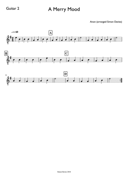 A Merry Mood - Anon. (arranged for beginner/intermediate guitar ensemble)