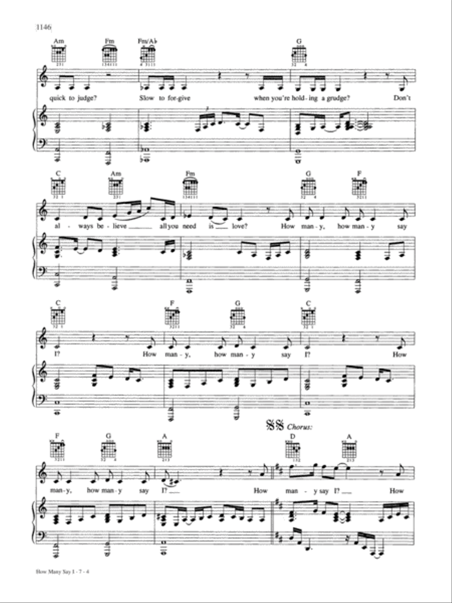 How Many Say I Piano, Vocal, Guitar scores gallery preview page 4