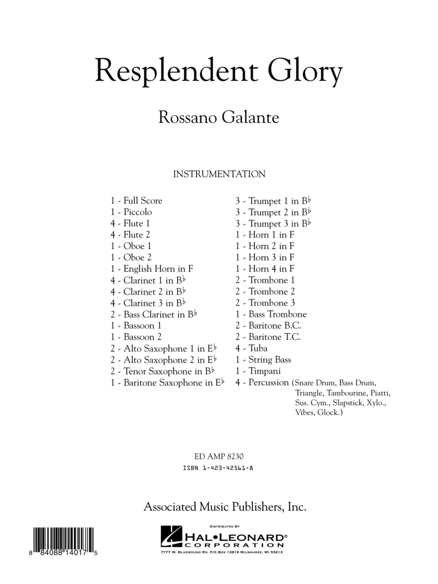 Book cover for Resplendent Glory - Full Score