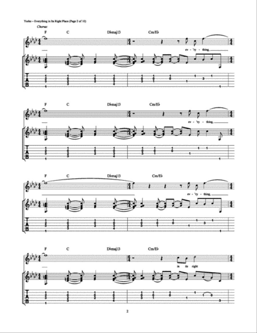 Everything in Its Right Place Electric Guitar scores gallery preview page 2