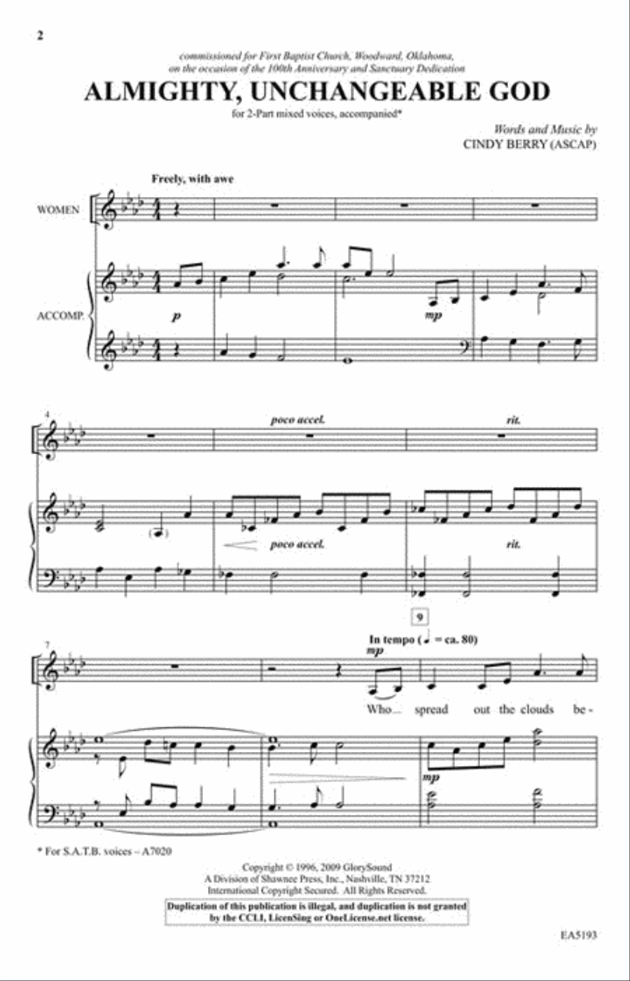 Almighty, Unchangeable God 2-Part scores gallery preview page 2