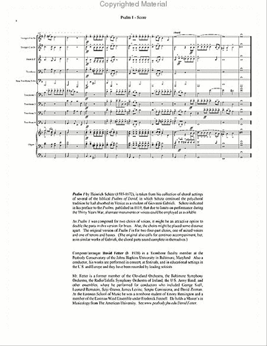 Psalm 1 for Trombone Quartet or Organ and Brass 4-Part scores gallery preview page 4