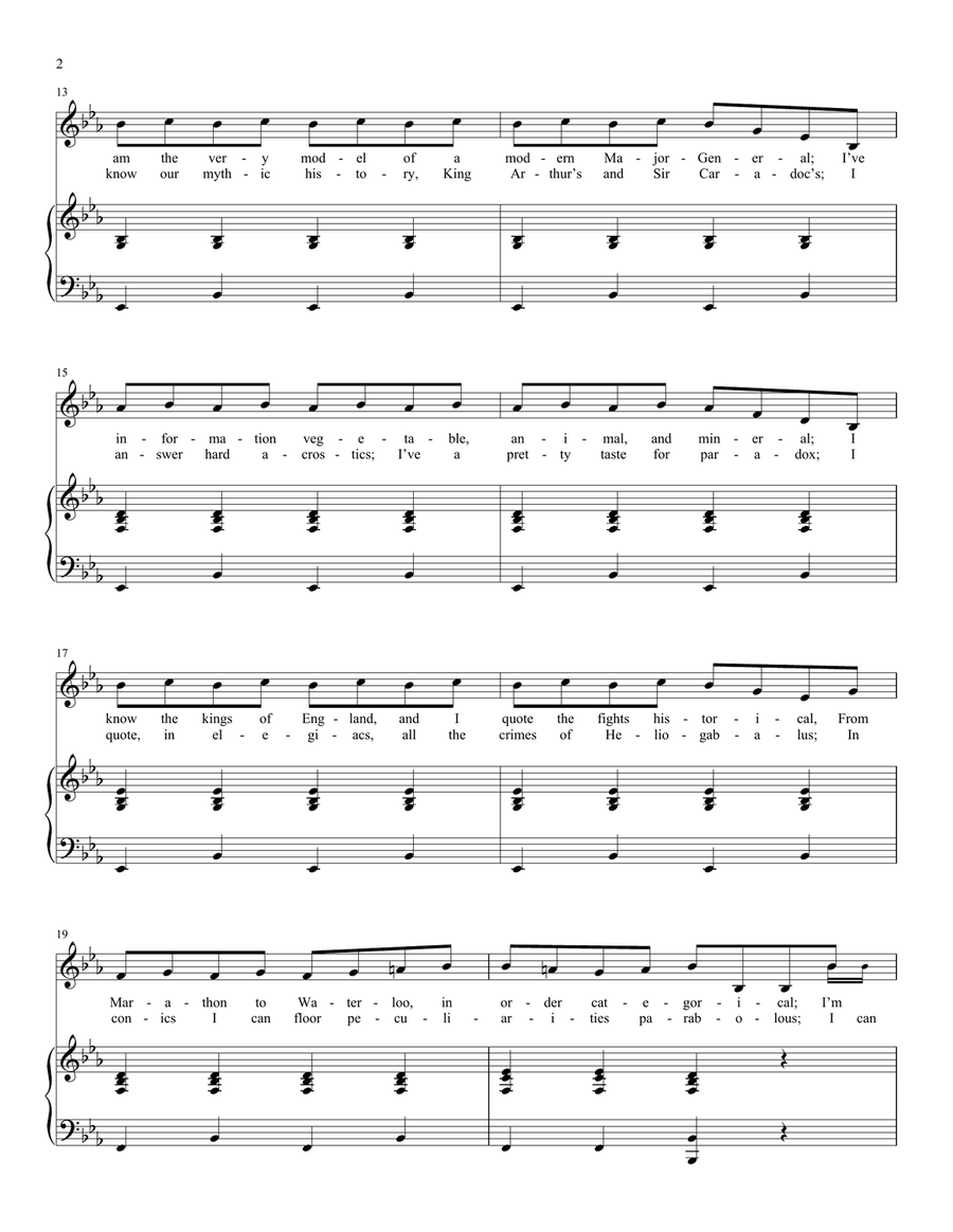 I Am The Very Model Of A Modern Major-General (from The Pirates Of Penzance) Voice scores gallery preview page 2