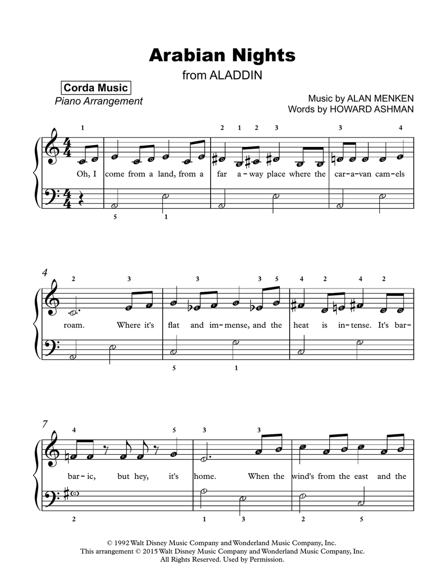 Arabian Nights Easy Piano scores gallery preview page 1
