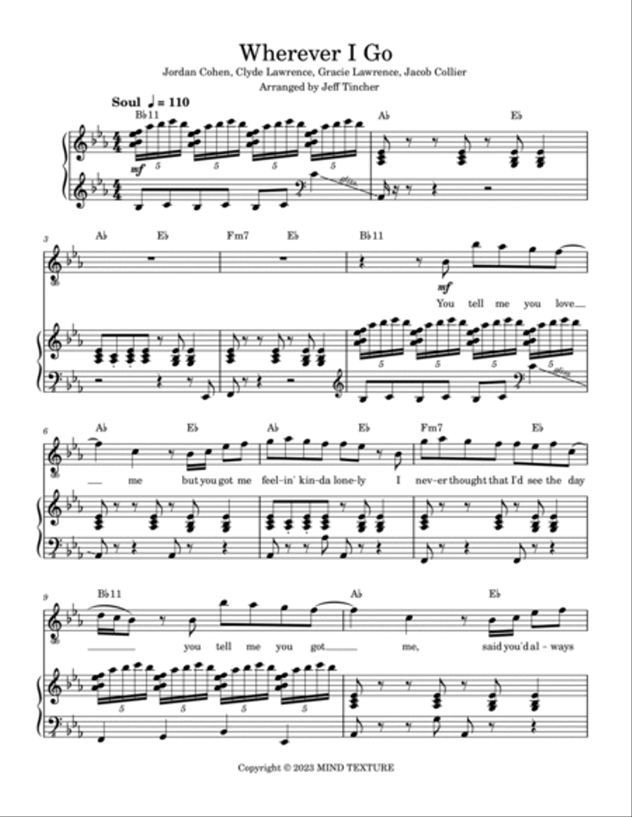 Wherever I Go Piano, Vocal, Guitar scores gallery preview page 2