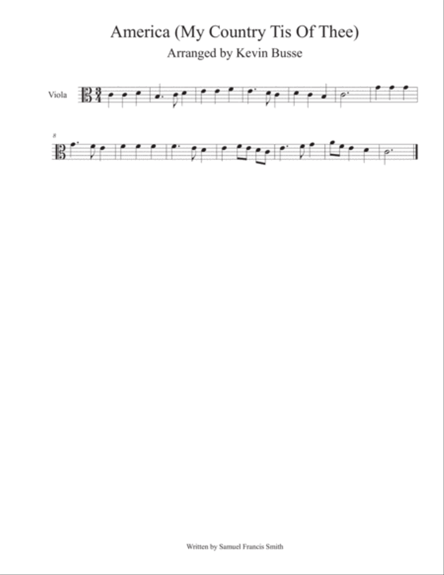 America (My Country Tis Of Thee) - Viola Viola Solo scores gallery preview page 1