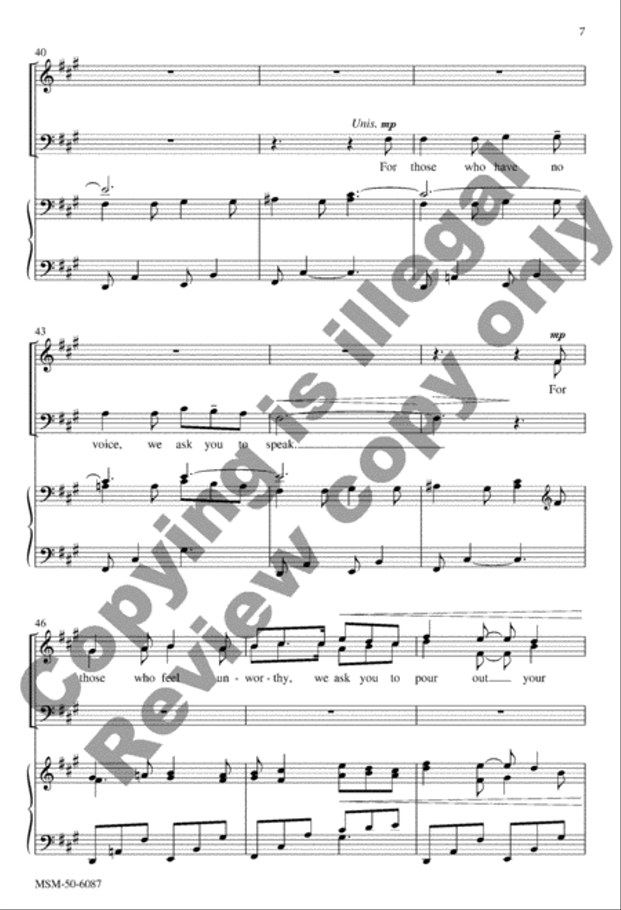 Maya's Prayer for Peace 4-Part scores gallery preview page 7