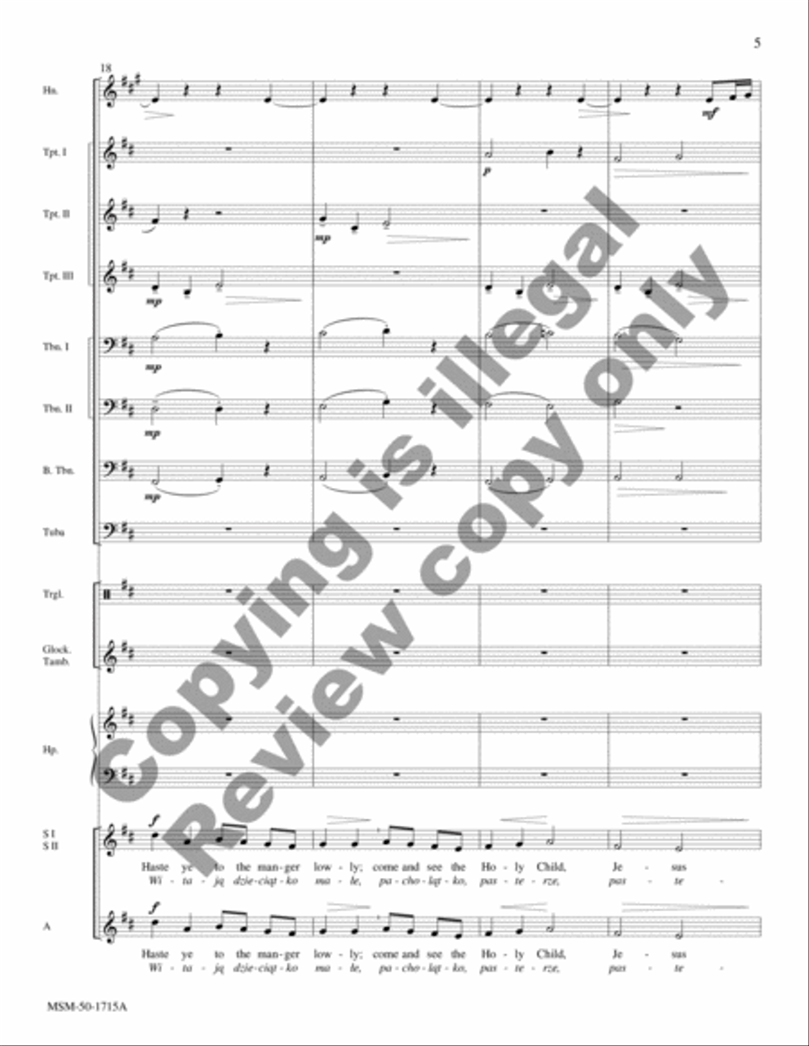 Shepherds, Run Along/Przybieżeli do Betlejem pasterze (SSA Brass Ensemble Score) SSA scores gallery preview page 15