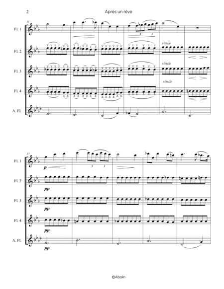 Fauré: Après un rêve - Flute Choir (Flute Quintet) image number null