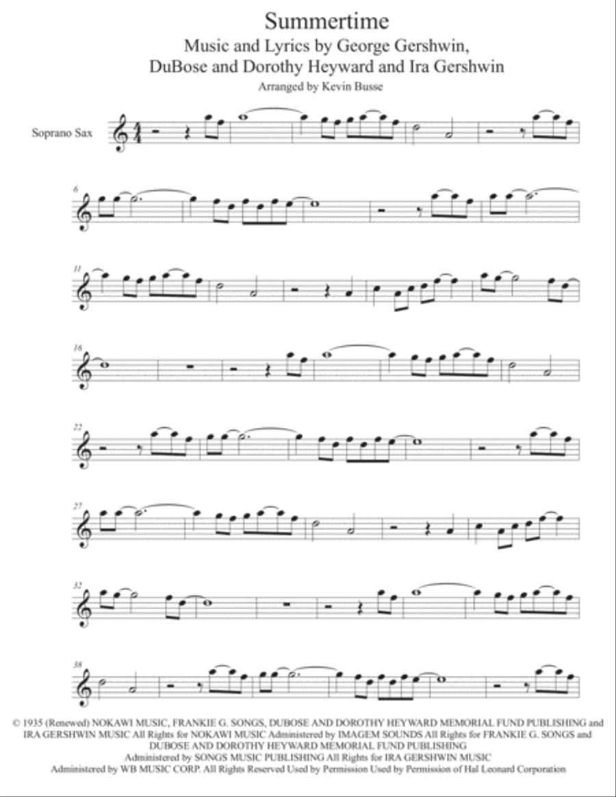 Summertime Soprano Saxophone scores gallery preview page 1