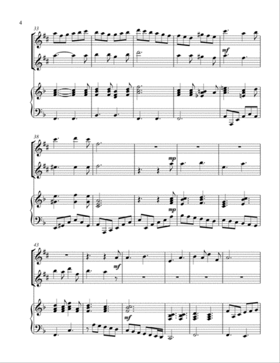 A Holy, Silent Night (treble Eb instrument duet) Woodwind Duet scores gallery preview page 5