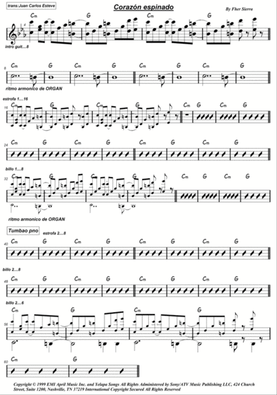 Corazon Espinado Easy Piano scores gallery preview page 2