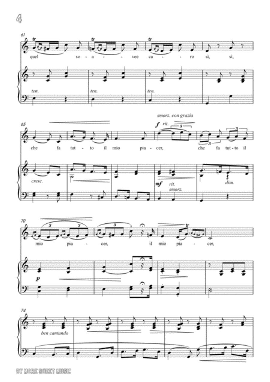 Lotti-Pur dicesti,o bocca bella in C Major,for Voice and Piano Voice Solo scores gallery preview page 6