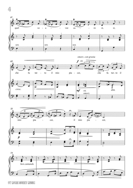 Lotti-Pur dicesti,o bocca bella in C Major,for Voice and Piano image number null