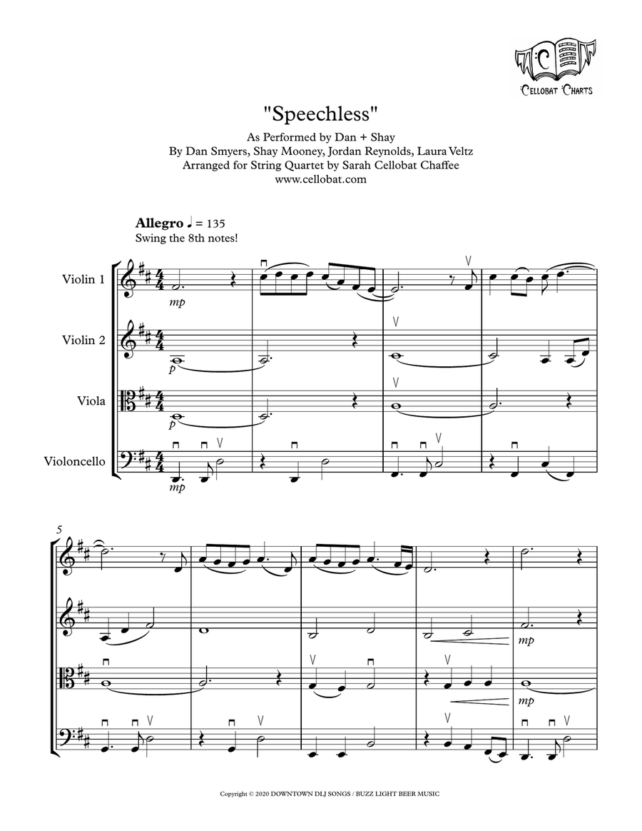 Speechless String Quartet scores gallery preview page 1