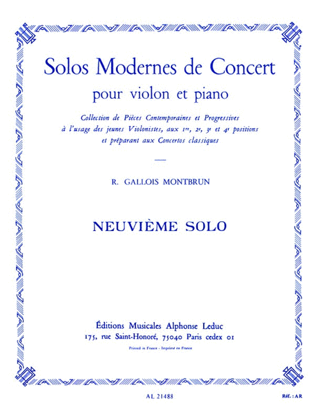 Ninth Solo (violin And Piano)