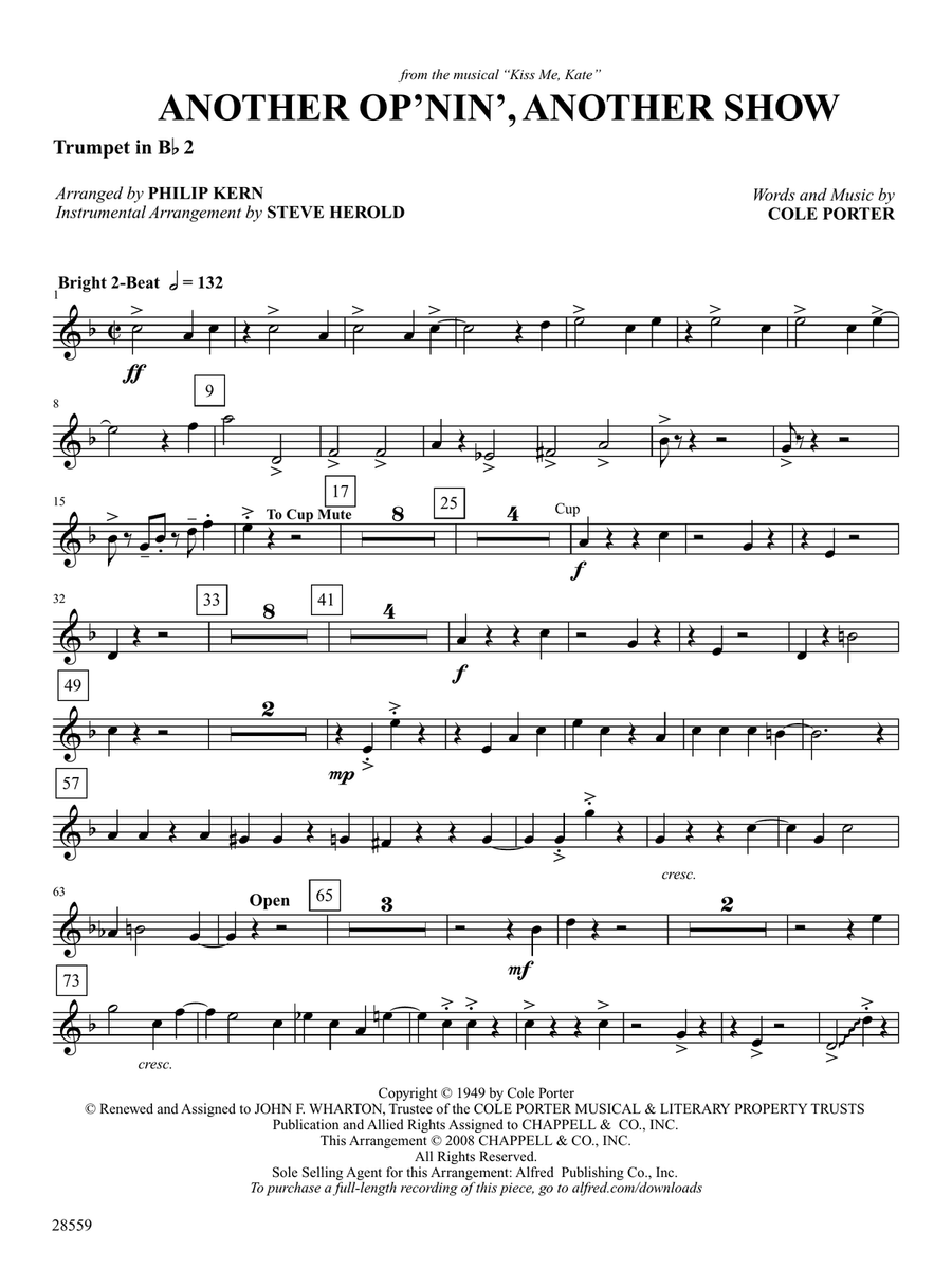 Another Op'nin', Another Show: 2nd B-flat Trumpet