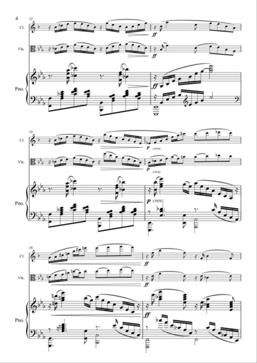 Rubinstein - Romance Op44 No1 - Clarinet, Viola & Piano Clarinet scores gallery preview page 4