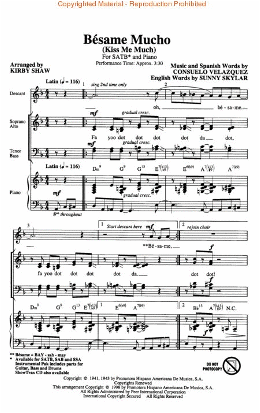 Bésame Mucho 4-Part scores gallery preview page 2