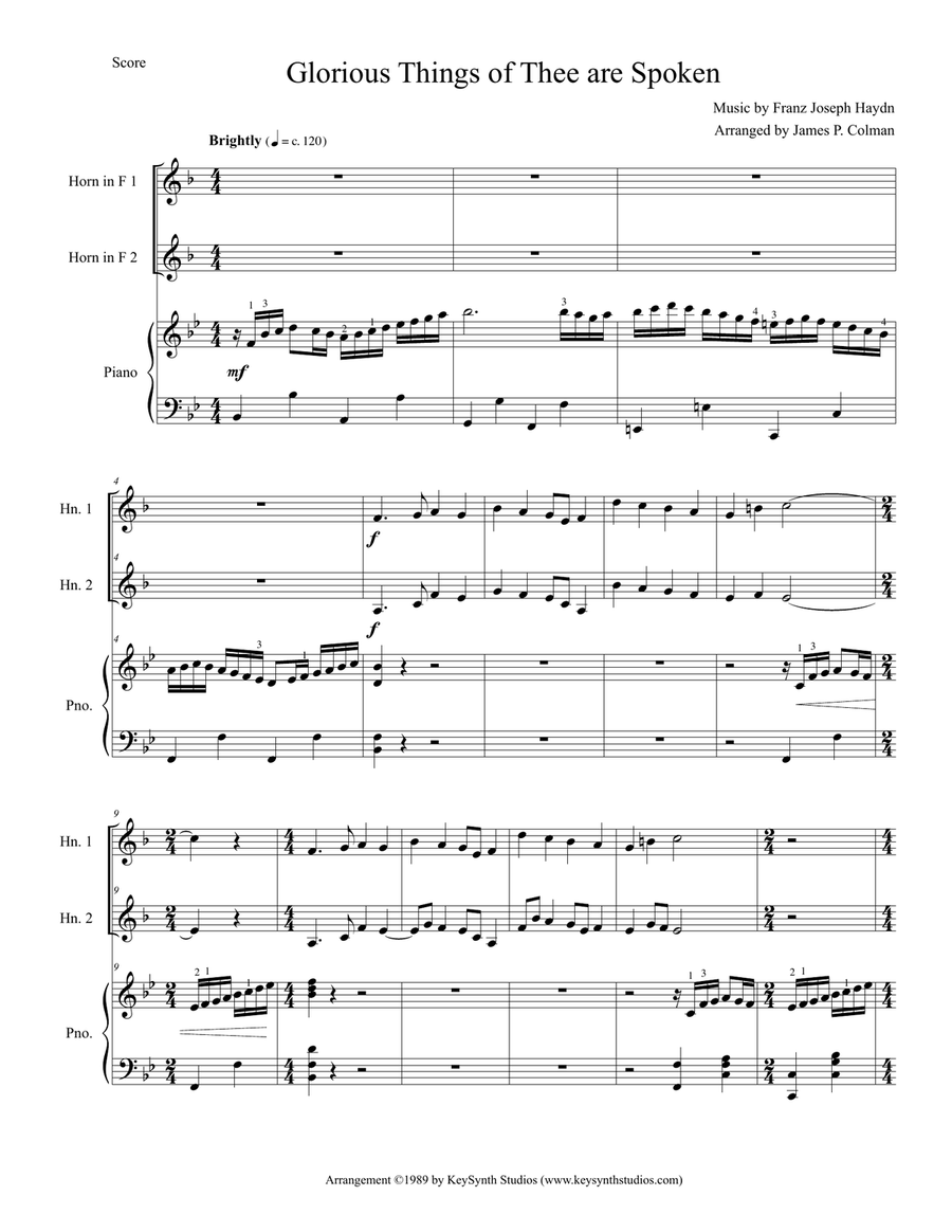 Glorious Things of Thee are Spoken Brass Duet scores gallery preview page 3
