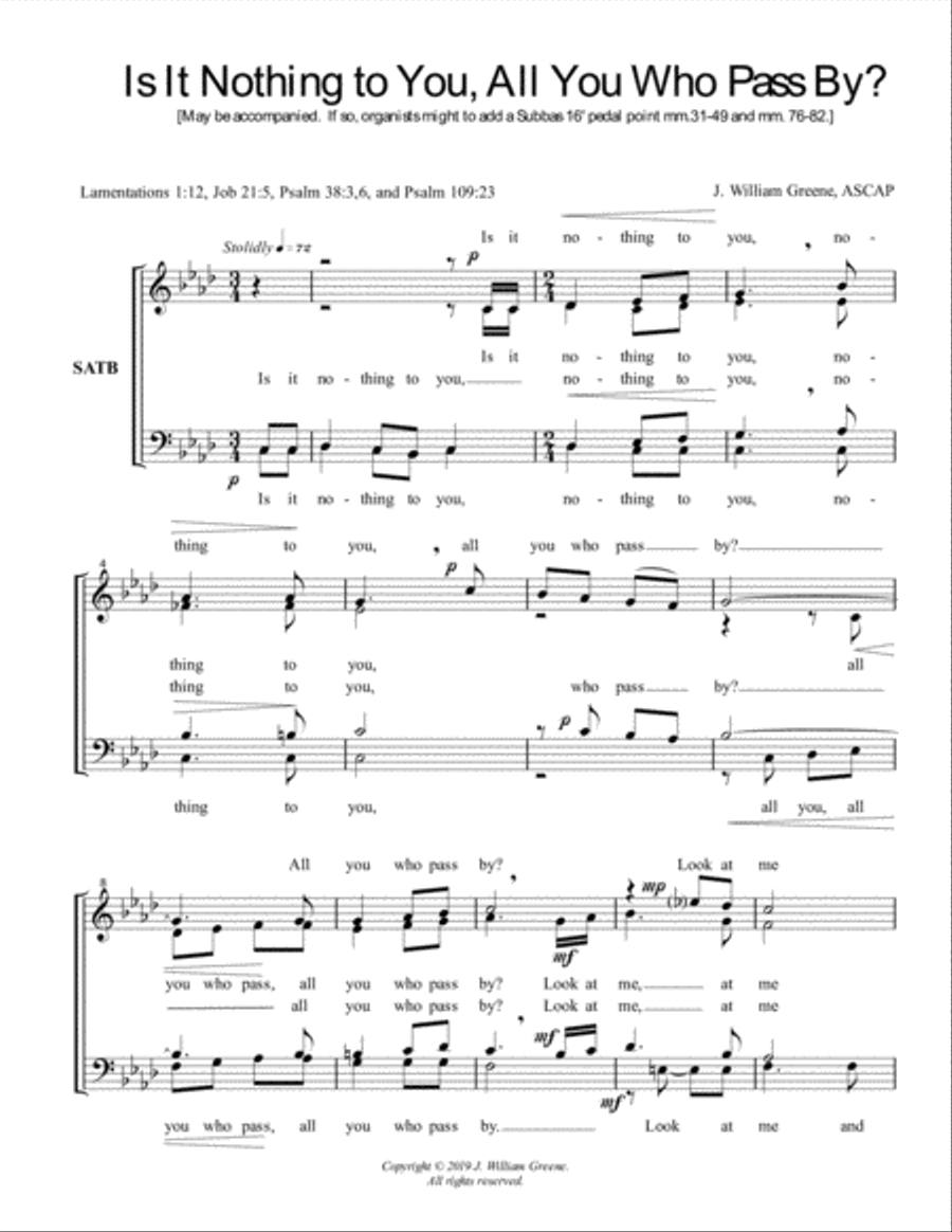 Is It Nothing to You 4-Part scores gallery preview page 1