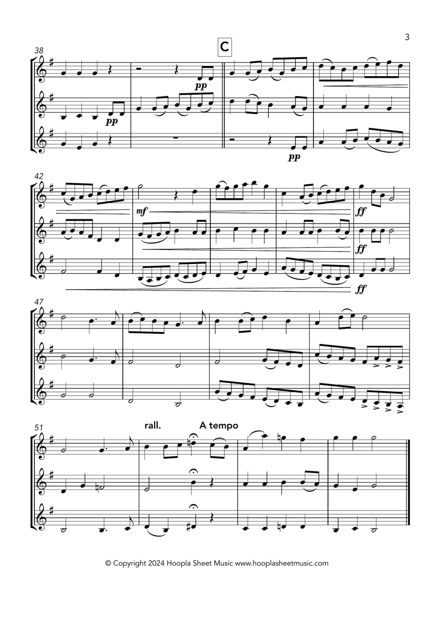 Simple Gifts (Lord of the Dance) String Trio scores gallery preview page 3