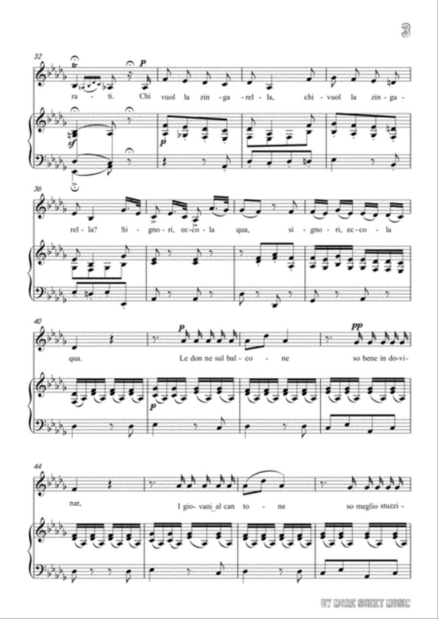 Paisiello-Chi Vuol la zingarella in D flat Major,for Voice and Piano Voice Solo scores gallery preview page 5