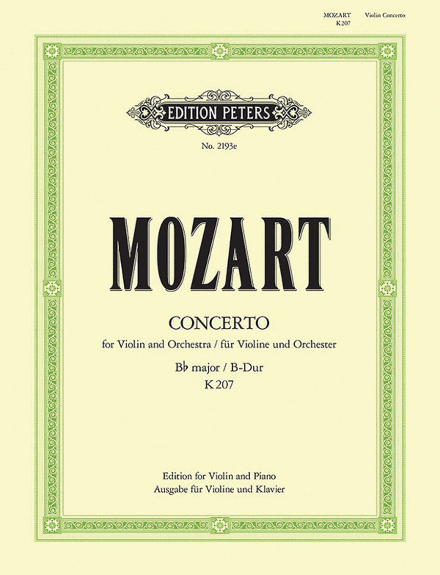 Concerto No. 1 in B flat K207 (Edition for Violin and Piano) Violin Solo scores gallery preview page 1