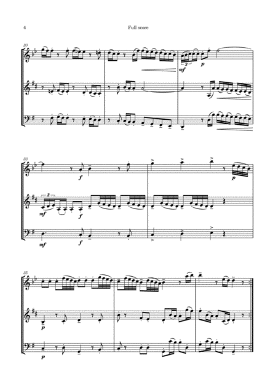 J. Haydn: Divertimento in G major Hob IX:53 Woodwind Trio scores gallery preview page 4