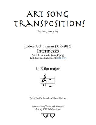 Book cover for SCHUMANN: Intermezzo, Op. 39 no. 2 (transposed to E-flat major)