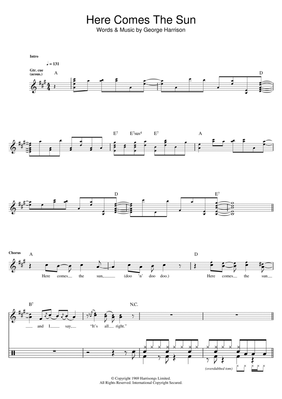 Here Comes The Sun Here Comes The Sun Drum Set scores gallery preview page 1