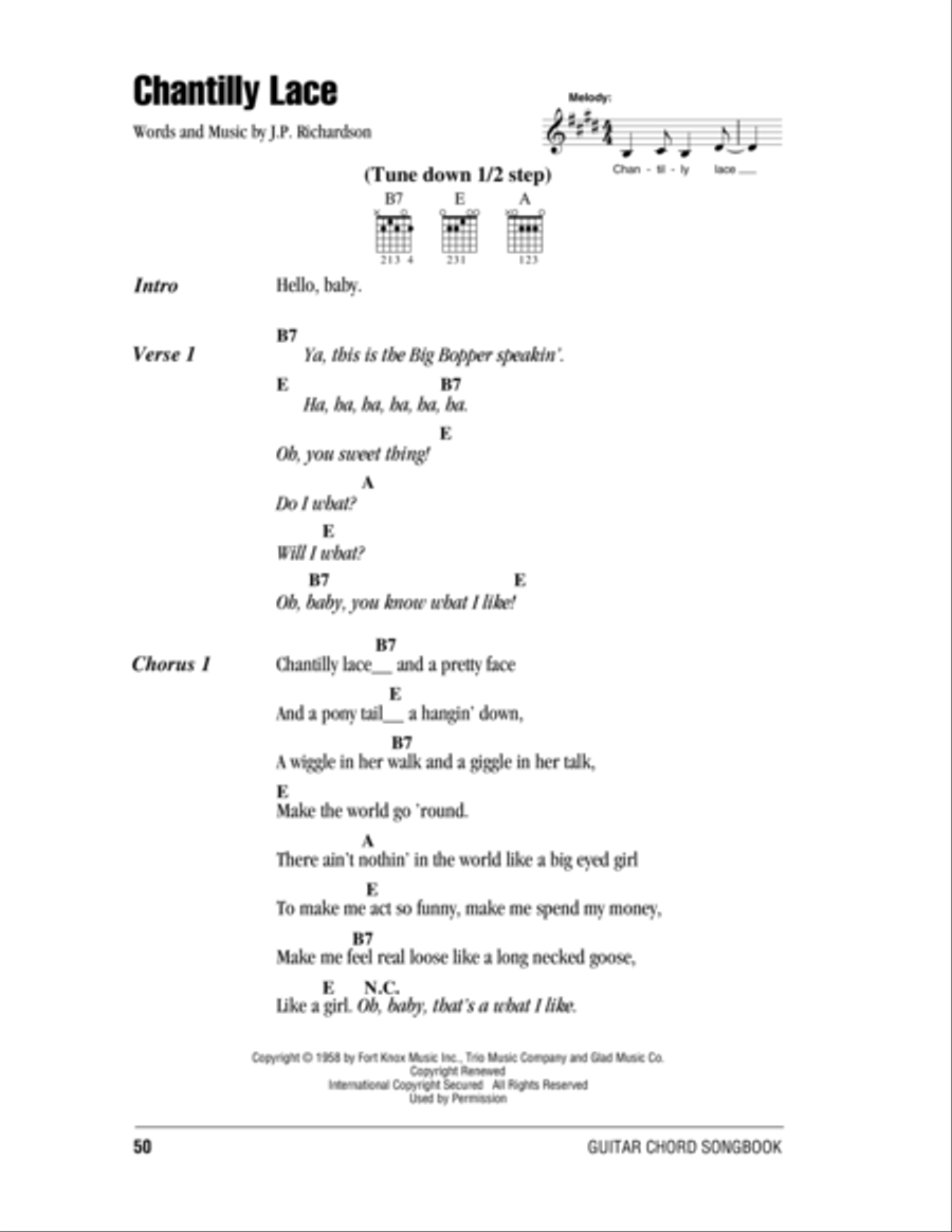 Chantilly Lace Chantilly Lace Acoustic Guitar scores gallery preview page 1