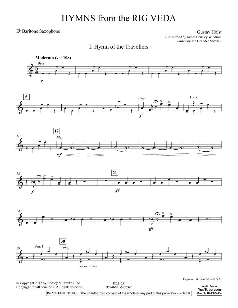 Hymns from the Rig Veda - Eb Baritone Saxophone