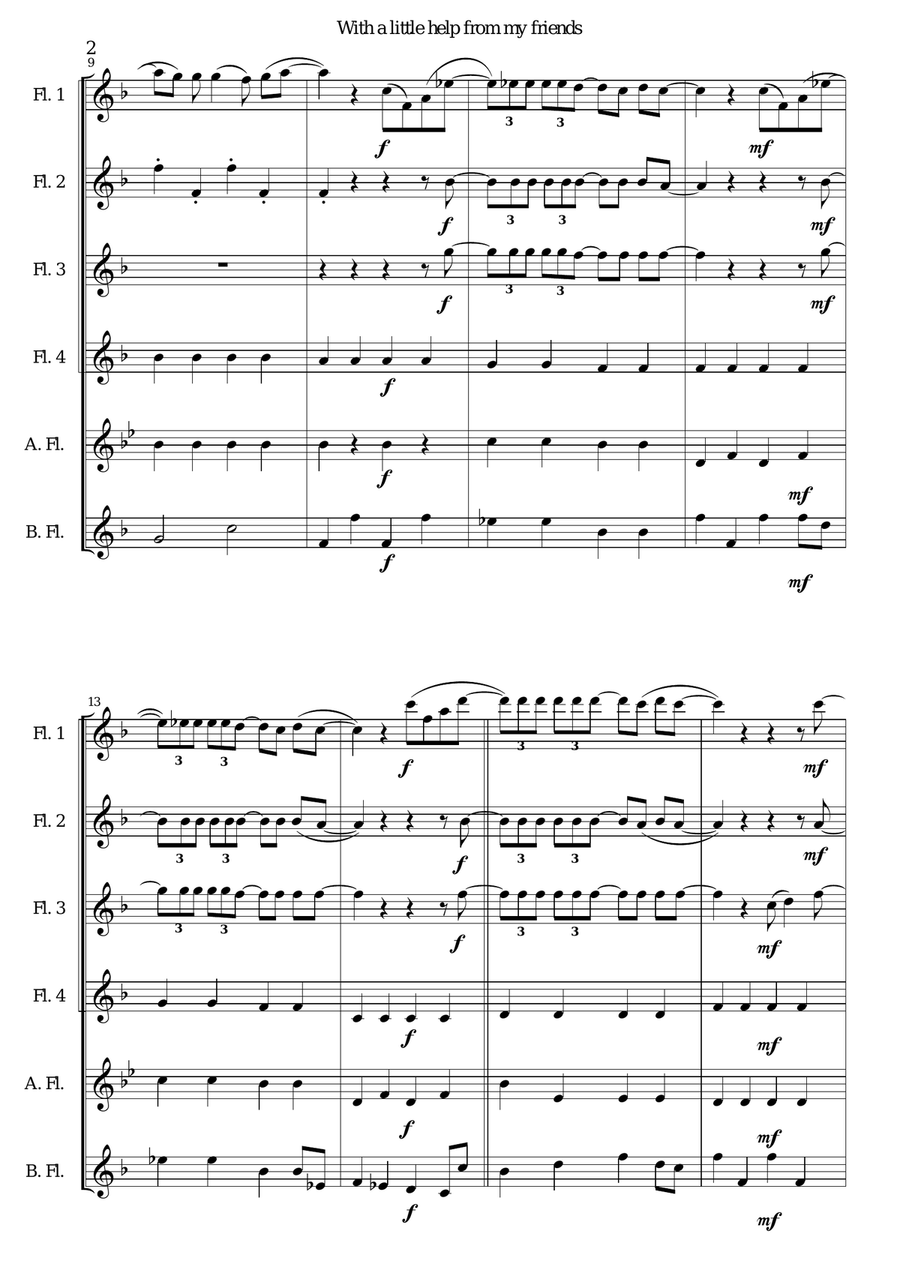 With A Little Help From My Friends Woodwind Ensemble scores gallery preview page 2