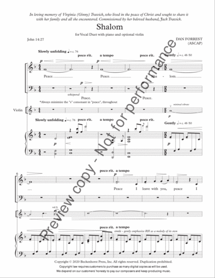 Shalom (Vocal Duet Version) Vocal Duet scores gallery preview page 2